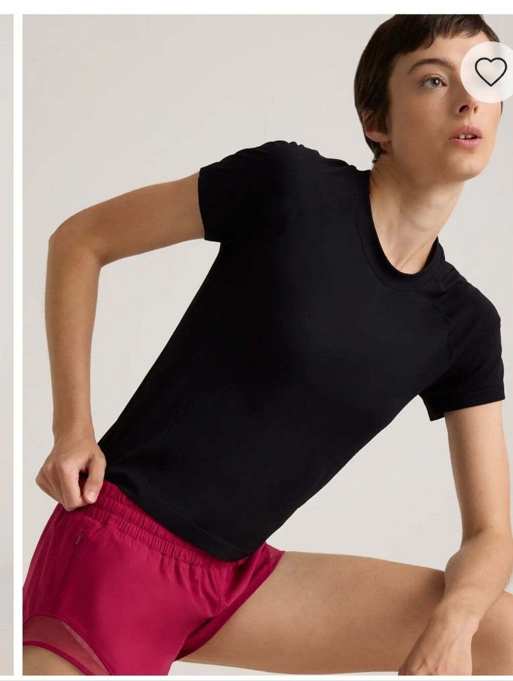 Quince Womens Seamless Waist-length Athletic Tee Black Medium Workout Yoga Hike